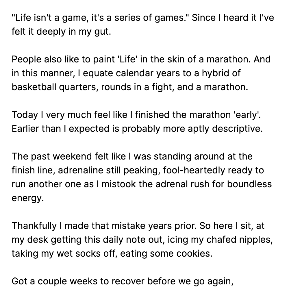 "Life isn't a game, it's a series of games." Si...