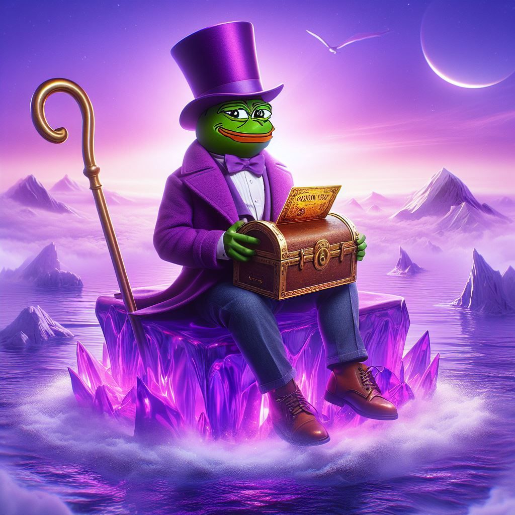 Icy Degen Pepe with a Mysterious Box  / farcaster