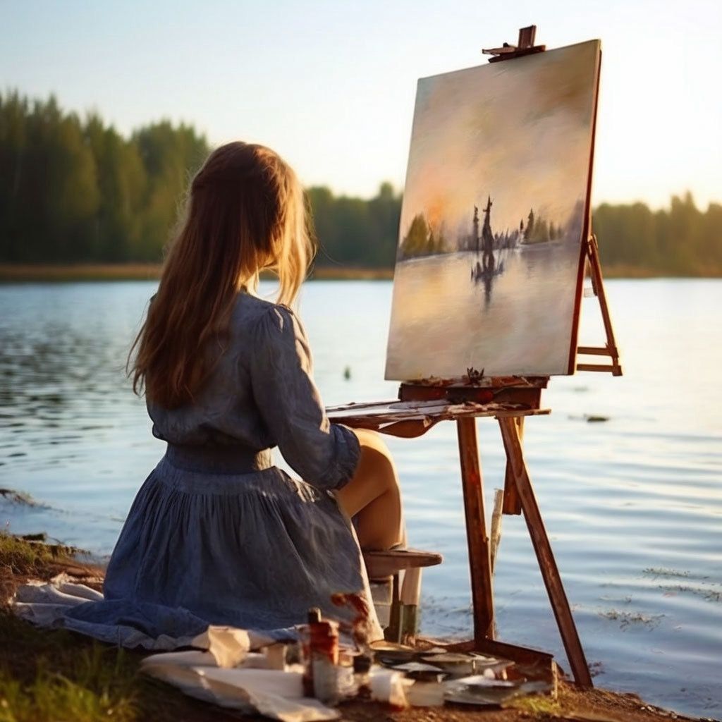 Girl draws a landscape