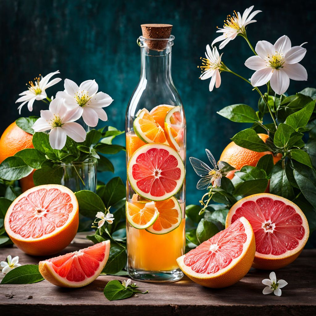 a combination of flowers and grapefruit