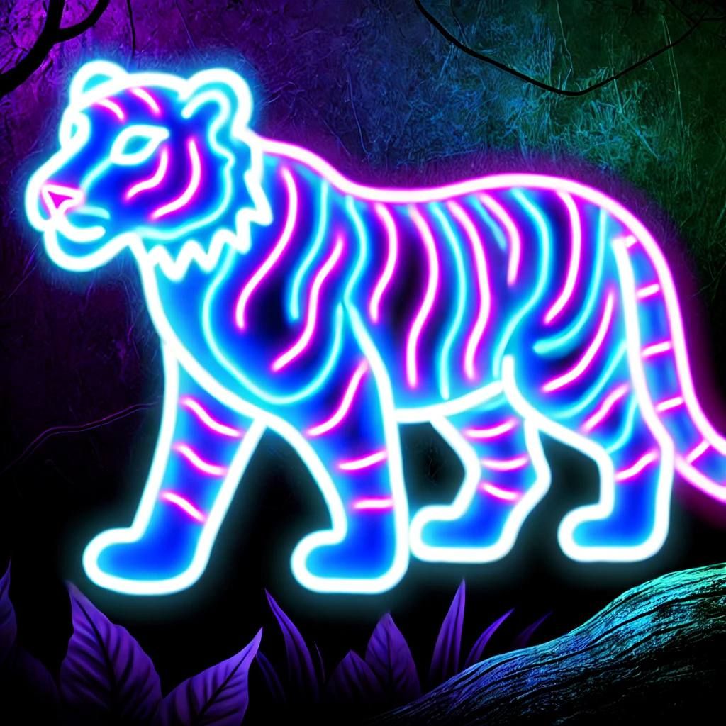 Neon Glowing Tiger