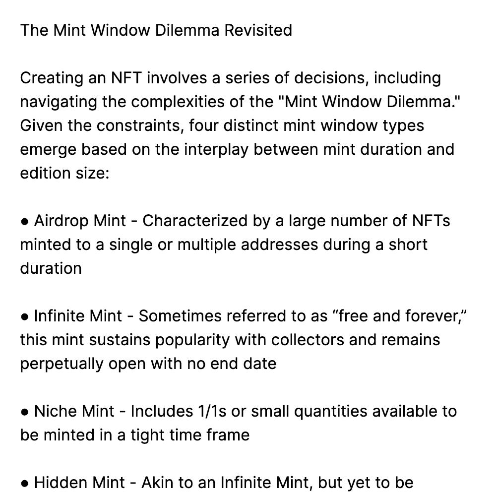 The Mint Window Dilemma Revisited