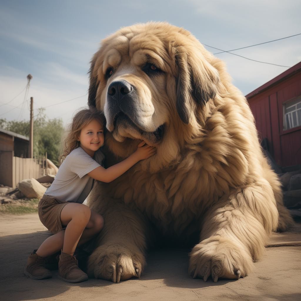 girl with the huge dog