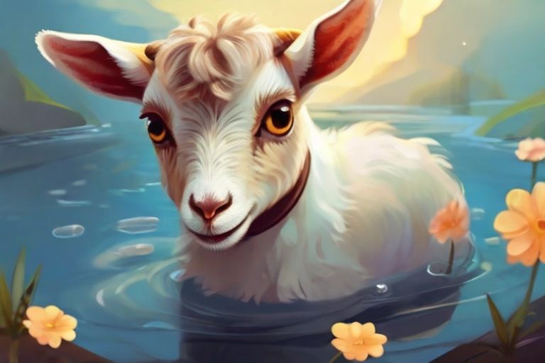 Default_a_cute_cartoon_goat_who_swim_in_milk_and_honey_in_drea_0