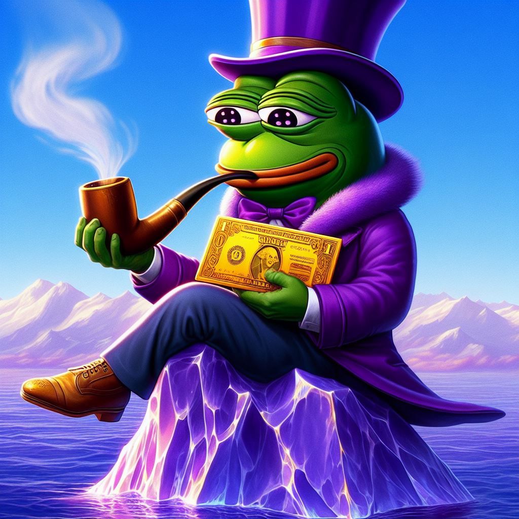 Icy Degen Pepe Smoking a Pipe  / farcaster