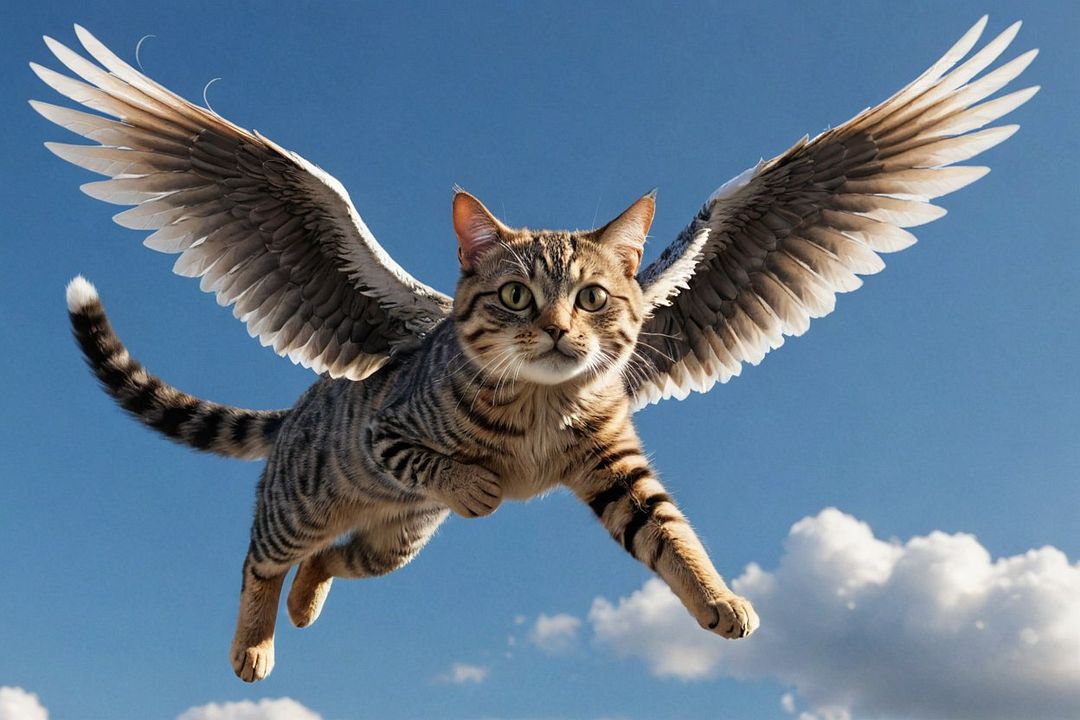 Flying cat on a mission