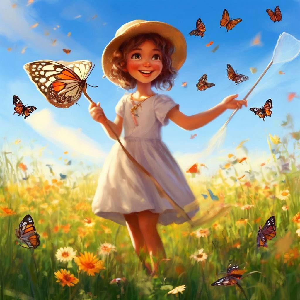 Girl and butterflies