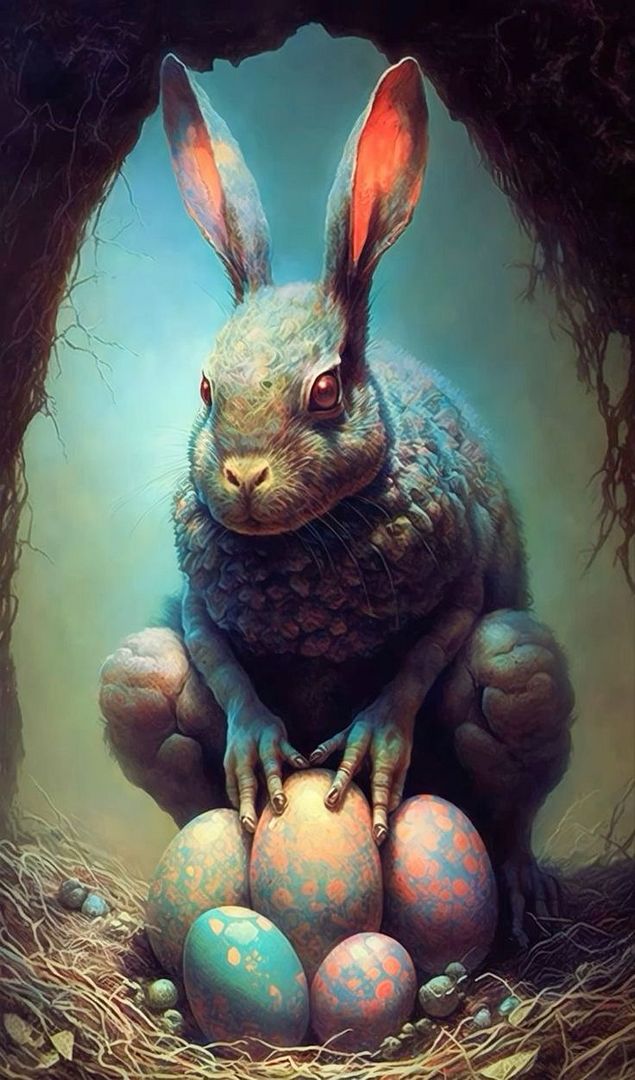 rabbit on eggs