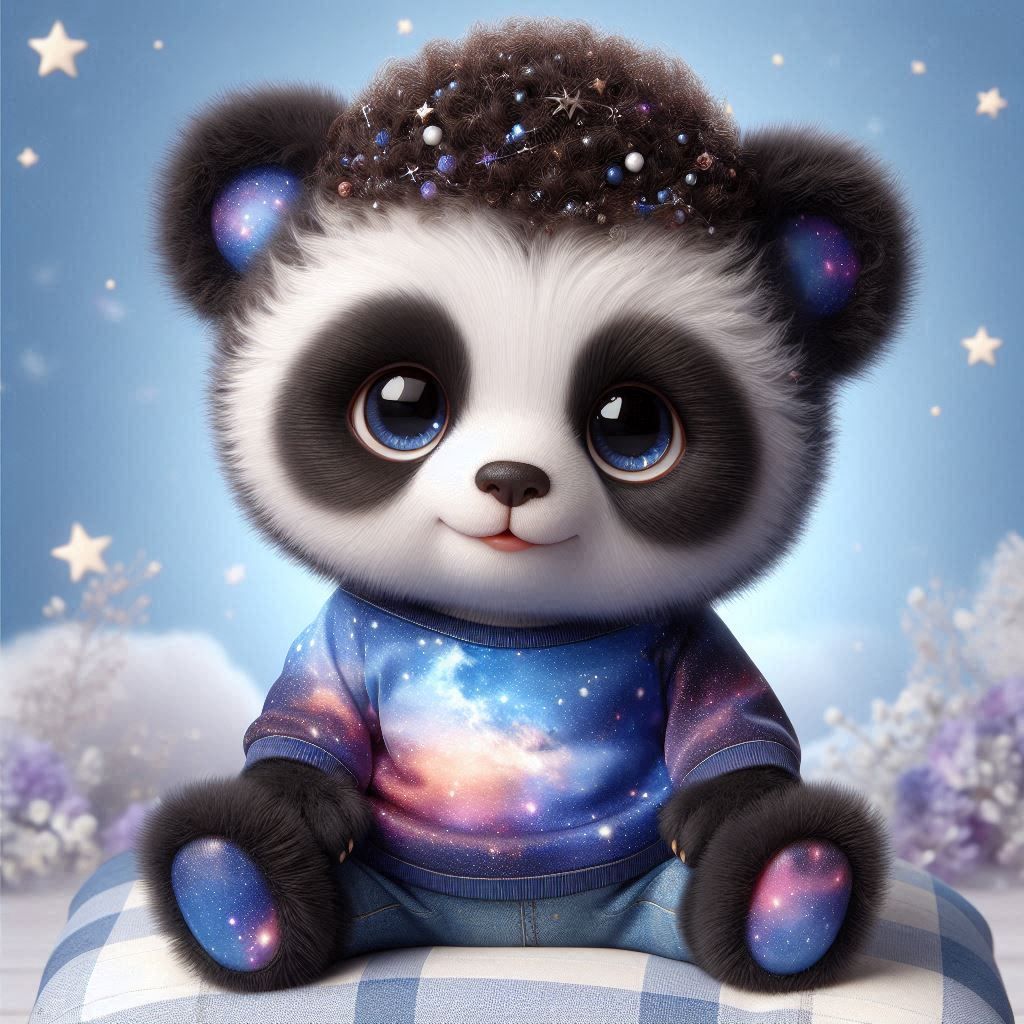 Baby Panda in Galaxy Clothes