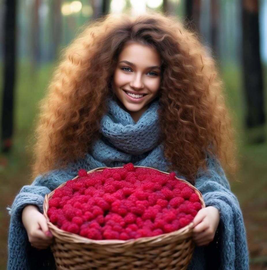 Girl with raspberries