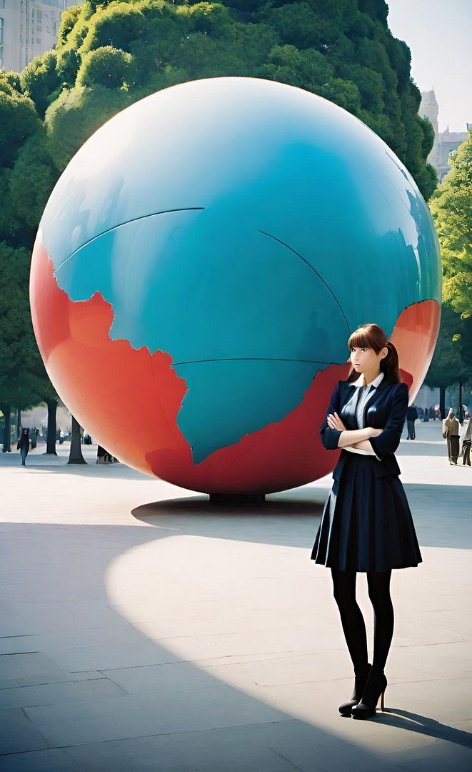 schoolgirl and big globe