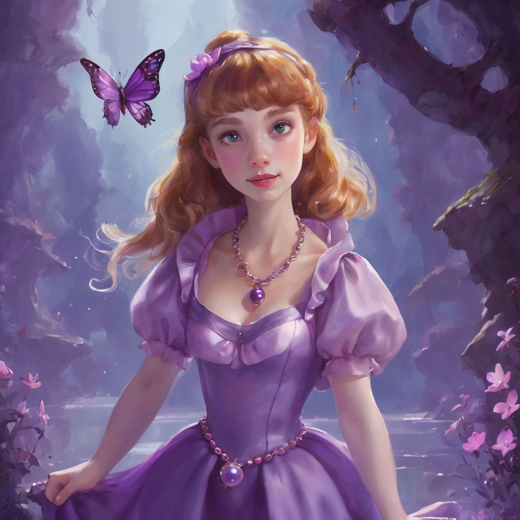 Thumbelina and a purple pearl necklace