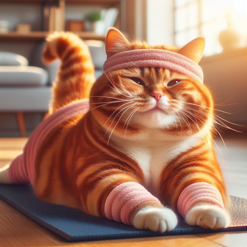 a cute cat is doing yoga