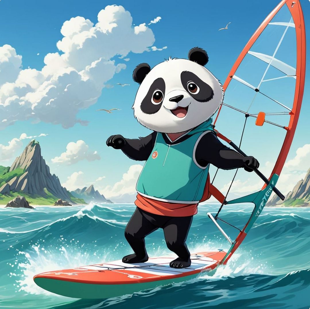 Panda windsurfing