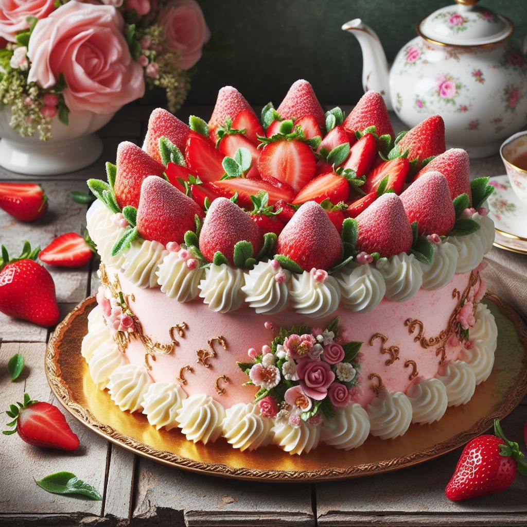 Rococo strawberry cake