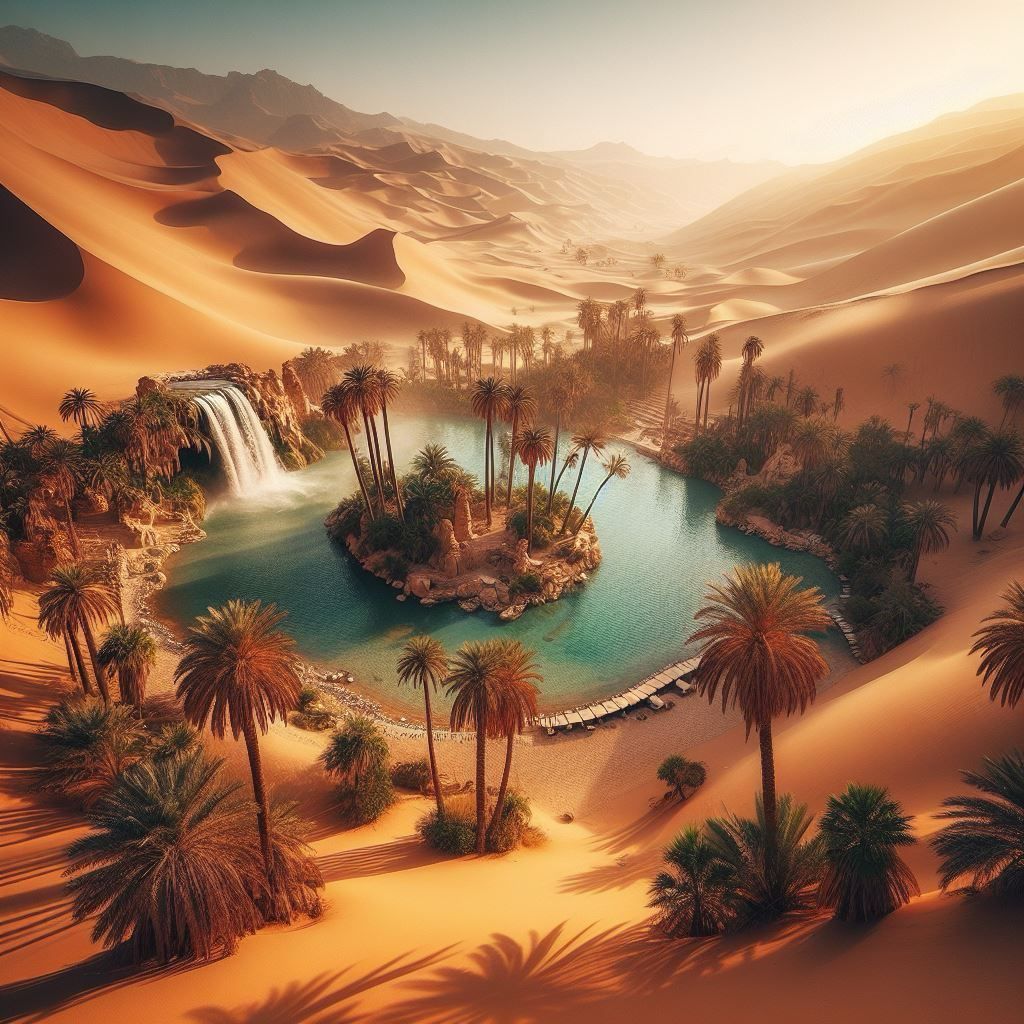 The desert with an oasis