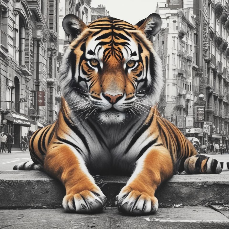 A tiger in the city