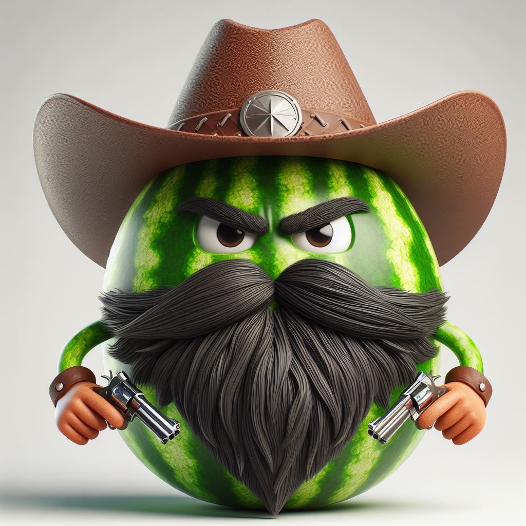 the cowboy watermelon loves beard and mustache