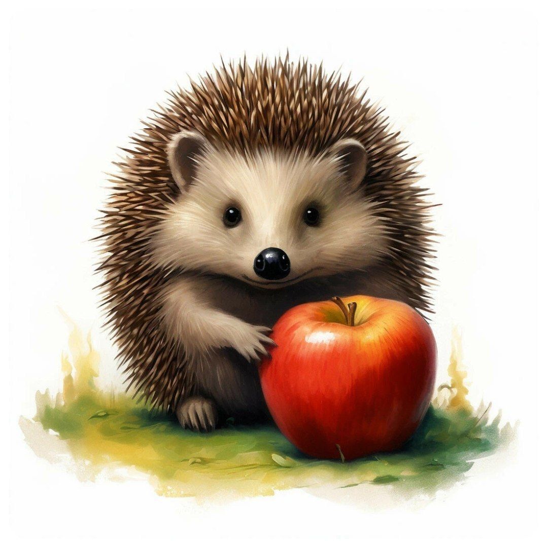 Hedgehog with apple