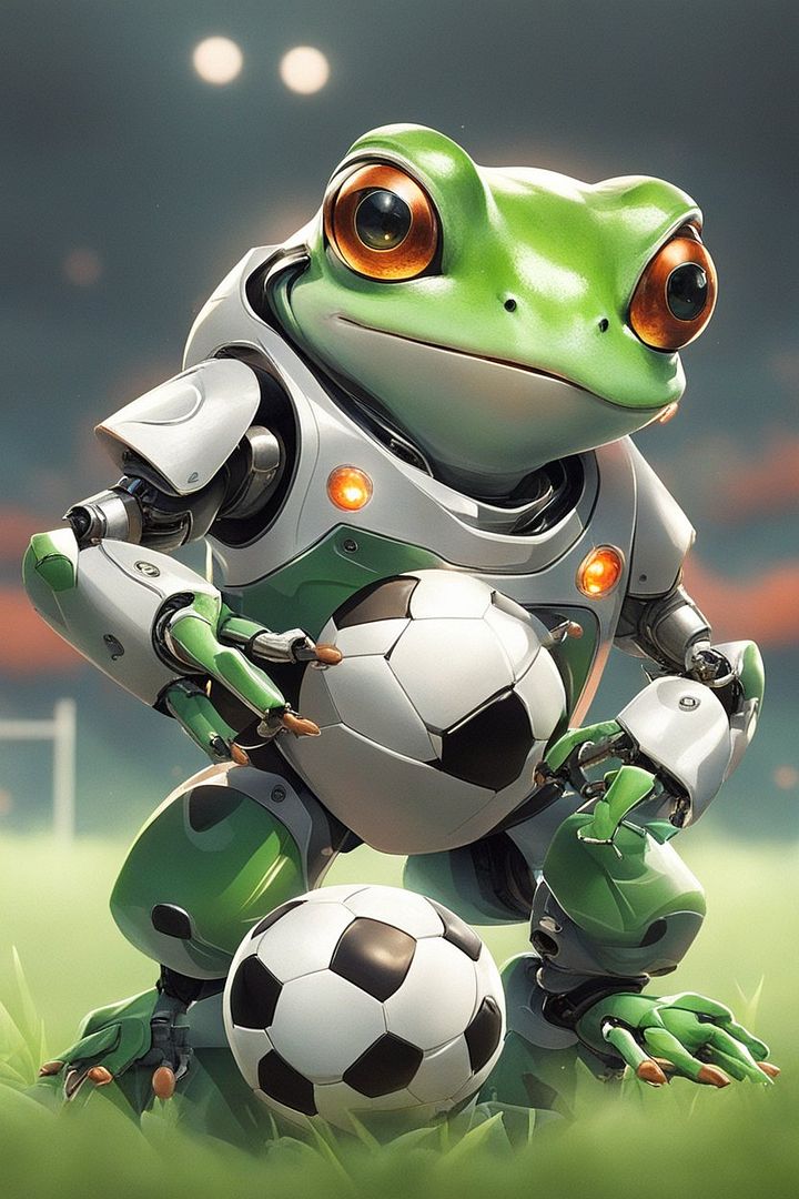 Frog playing soccer 1