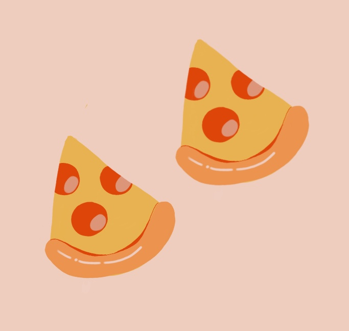 Two slices of pizza