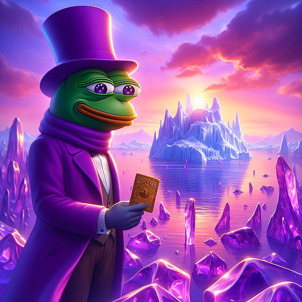 Icy Degen Pepe Stands on the Iceberg  / farcaster