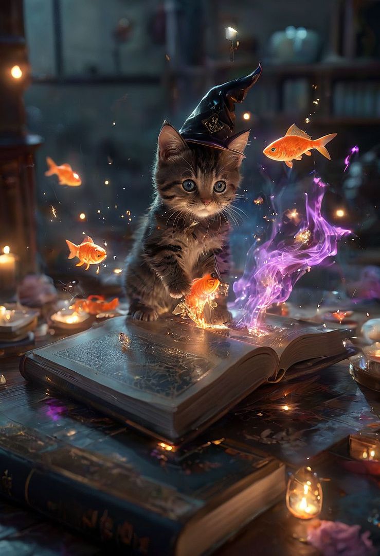 Wizard cats produce fish.