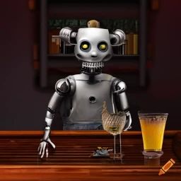 craiyon_172714_funny_scary_robot_in_bar