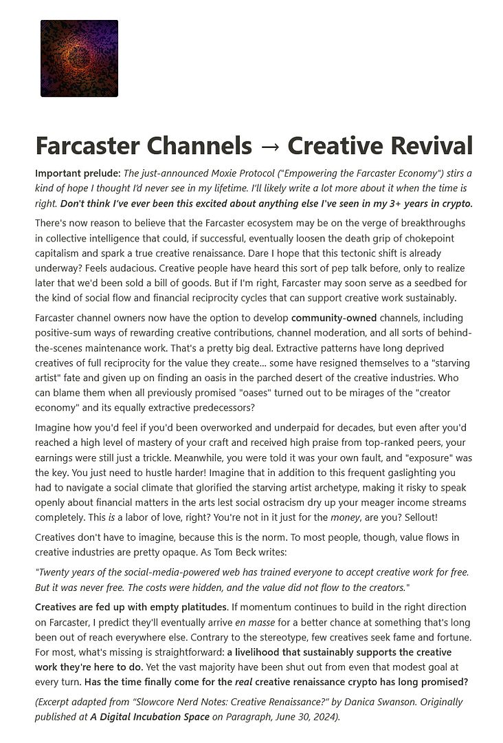 Farcaster Channels: Creative Revival