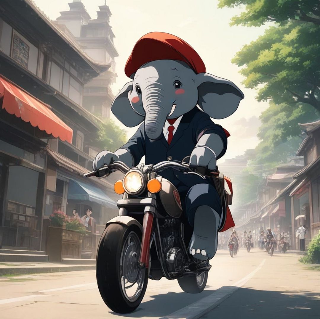 elephant riding a bike