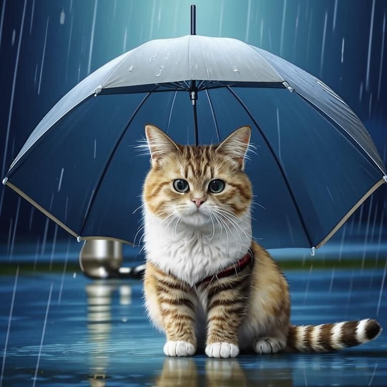 EnjoyCat under  umbrella