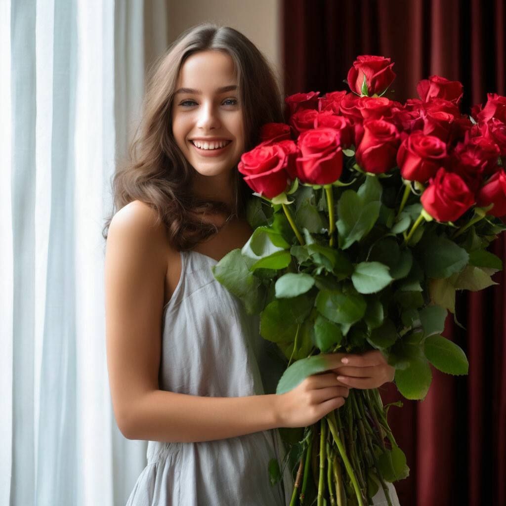 Girl and roses