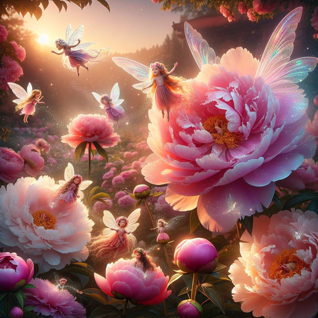 Fairies and peonies