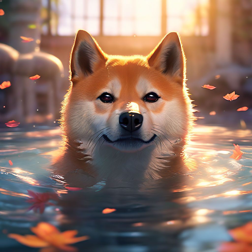 swimming shiba