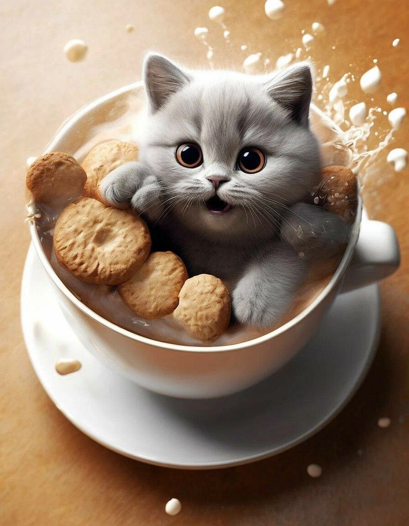 Cat in coffee