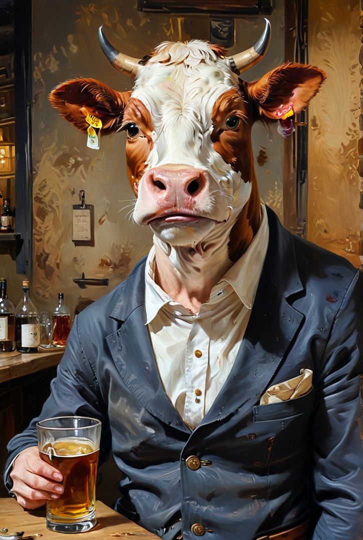 Cow with Beer