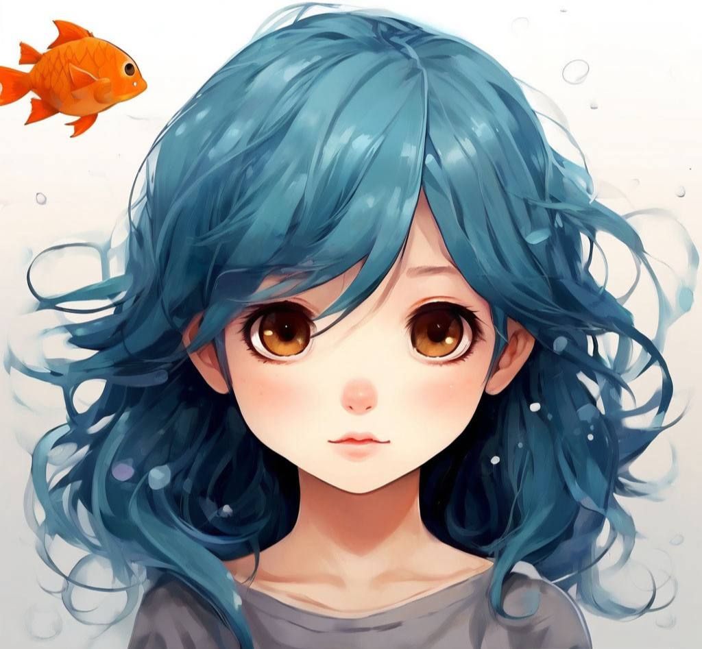 Girl with blue hair