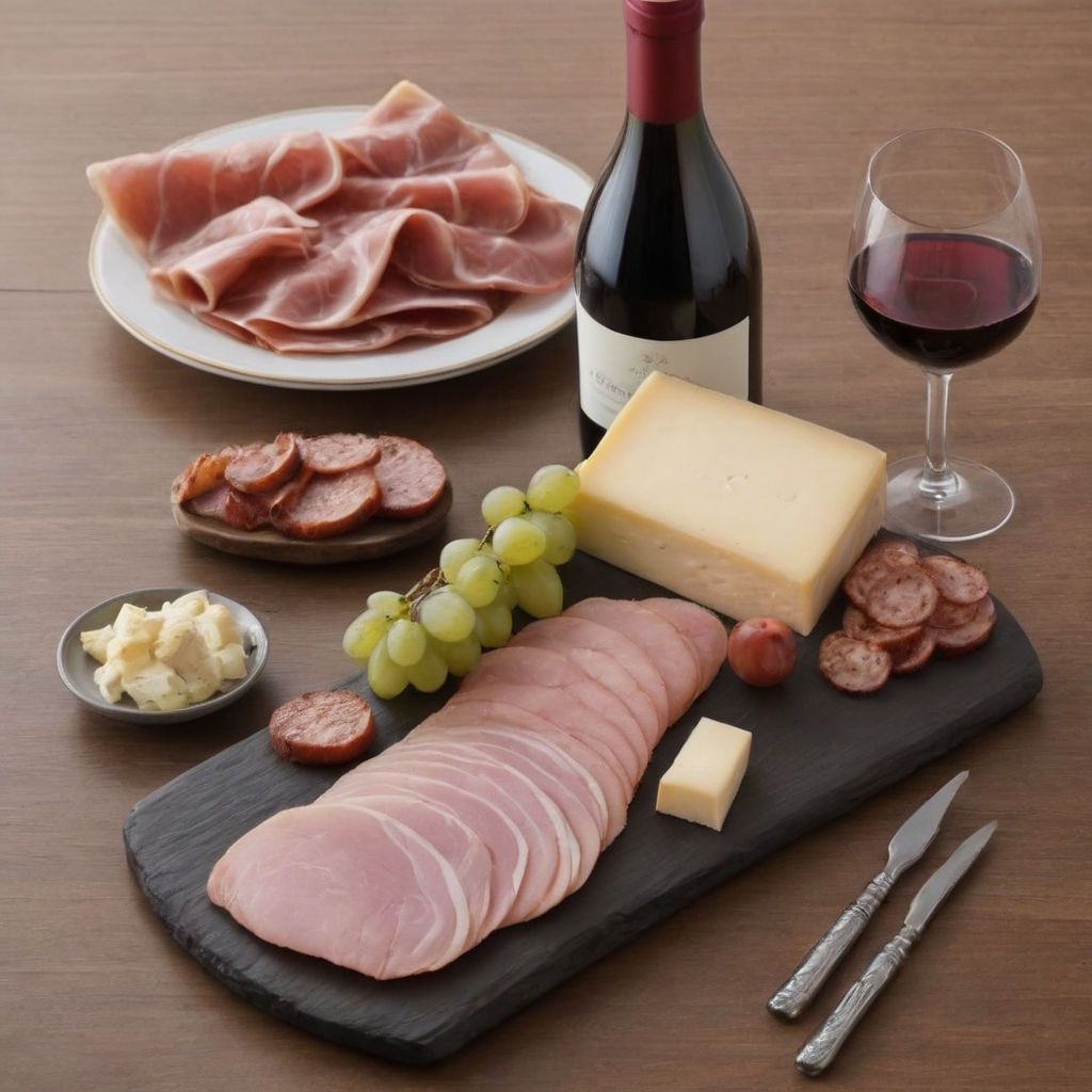 Cool wine and ham cheese