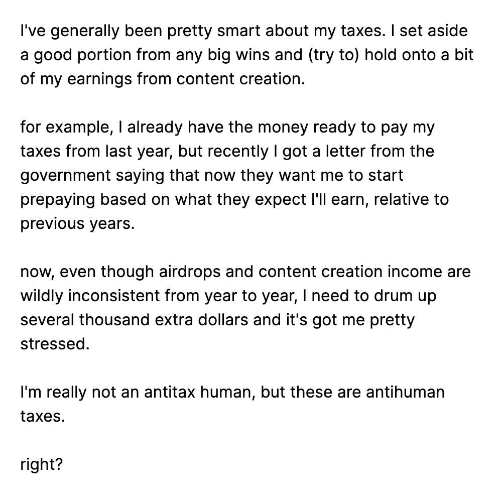 antihuman taxes.