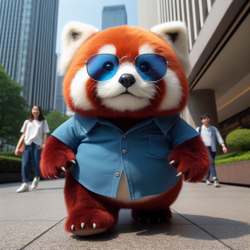 Red Panda in jean