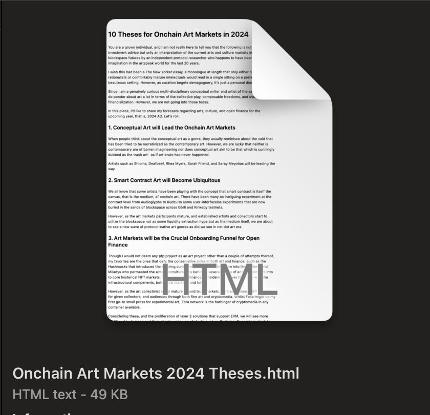 10 Theses for Onchain Art Markets in 2024