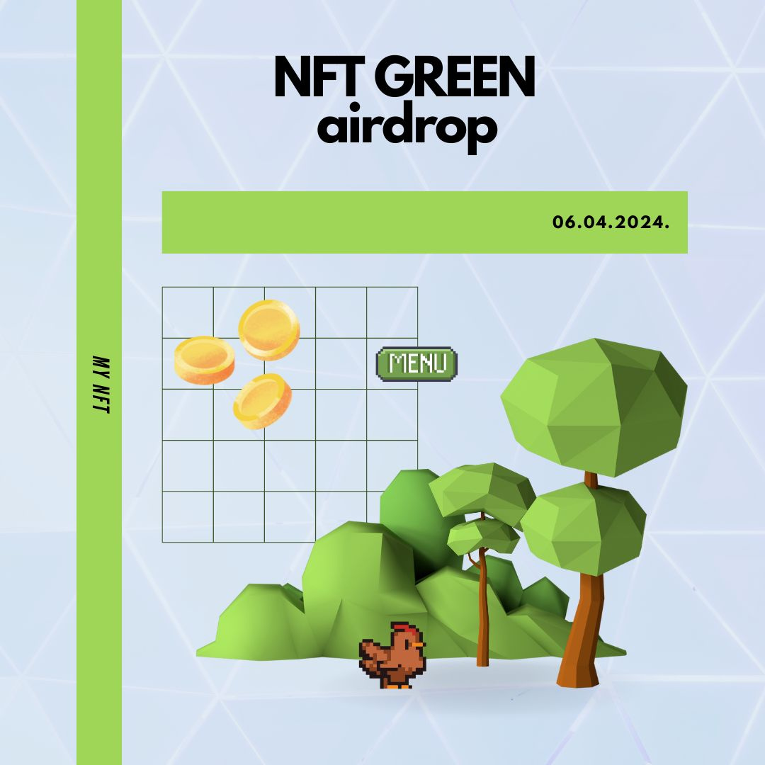 Green Minimalist 3D Nft Art Airdrop Instagram Post