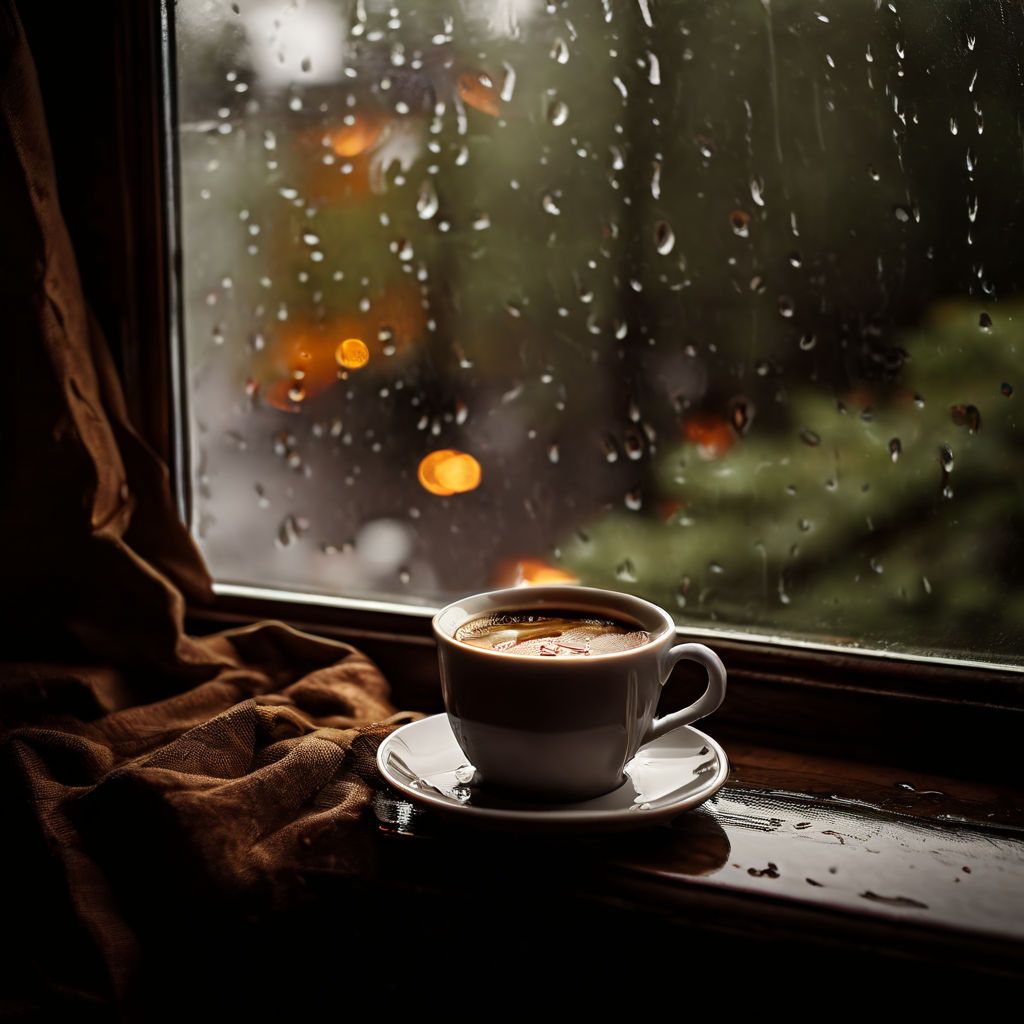 Coffee by a rainy window