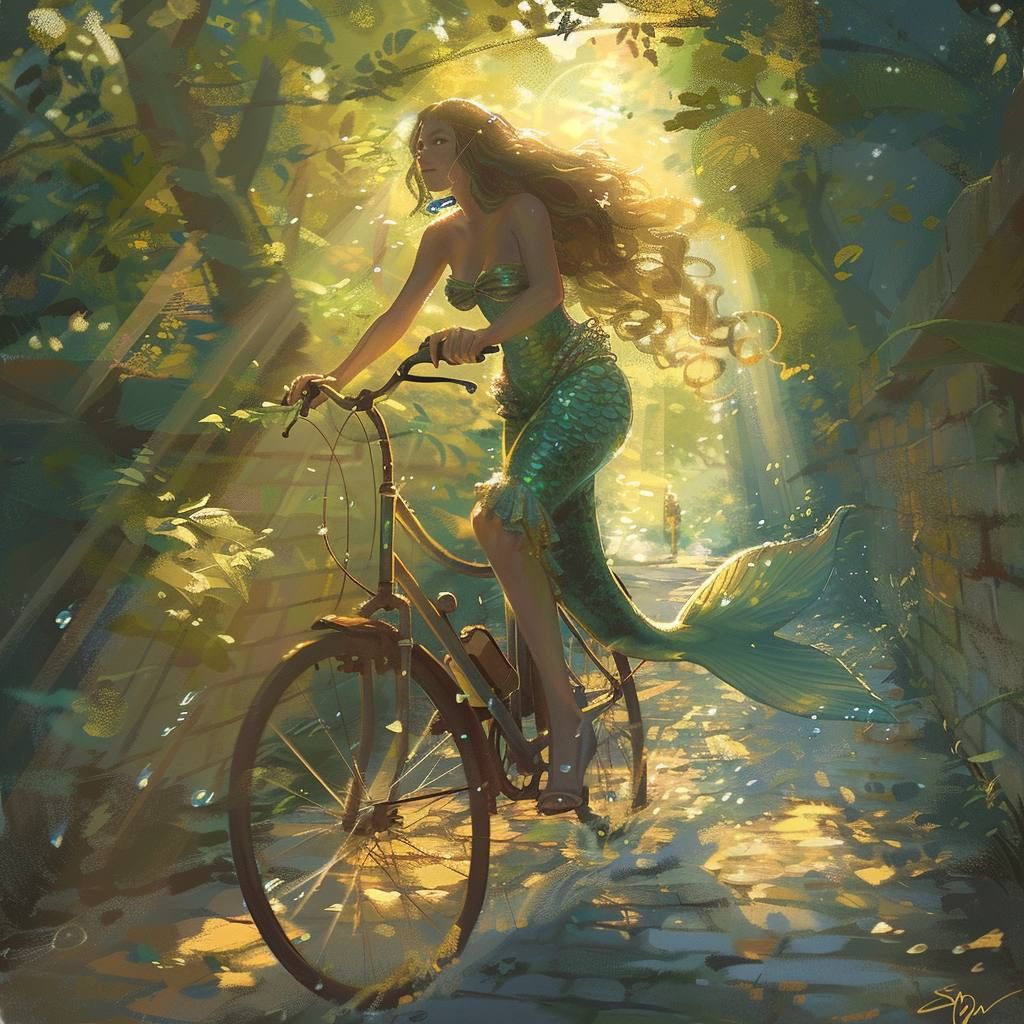 mermaid on bike