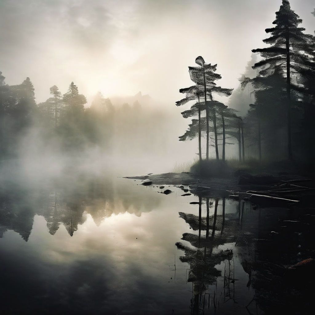 a misty lake