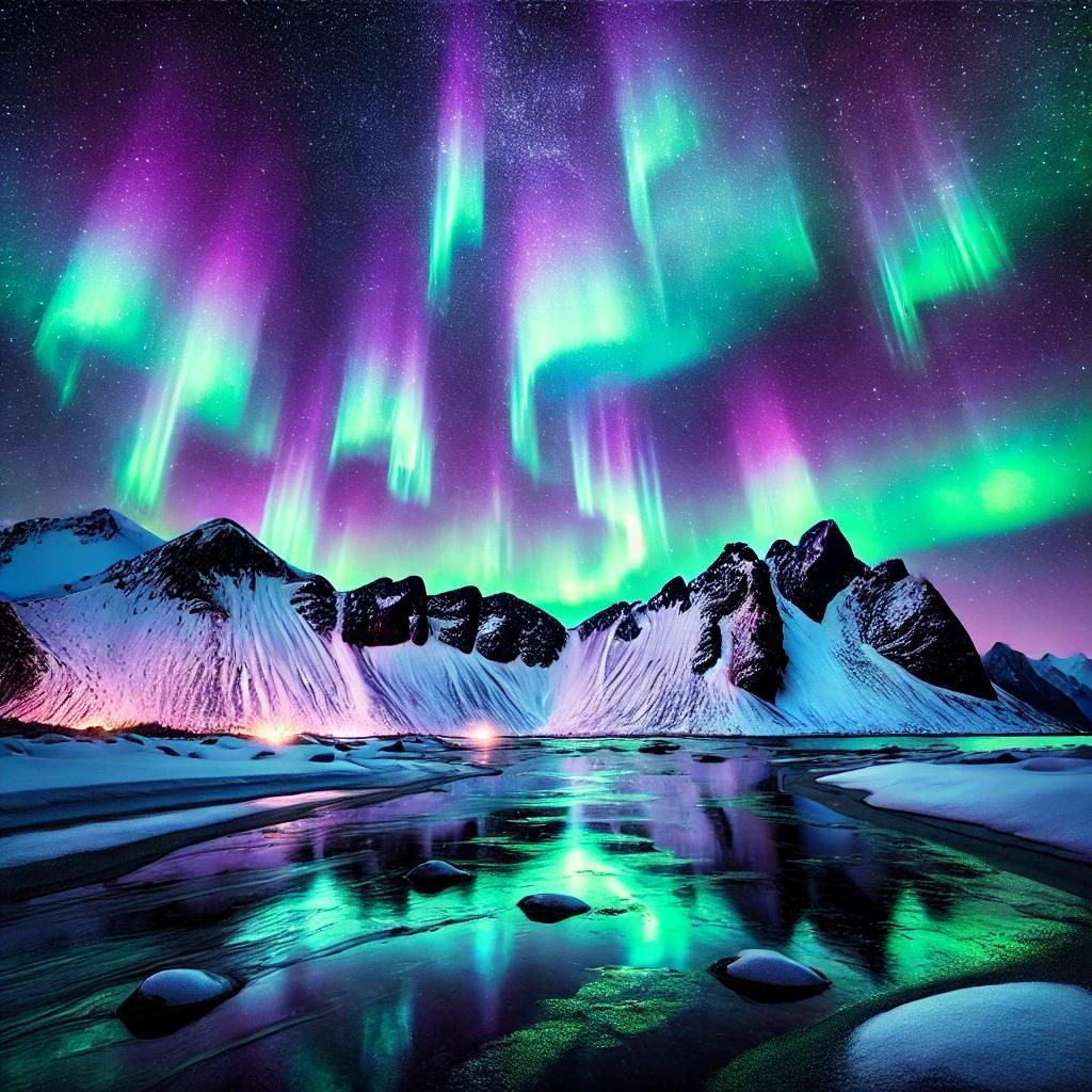 Aurora_over_Snowy_Mountains