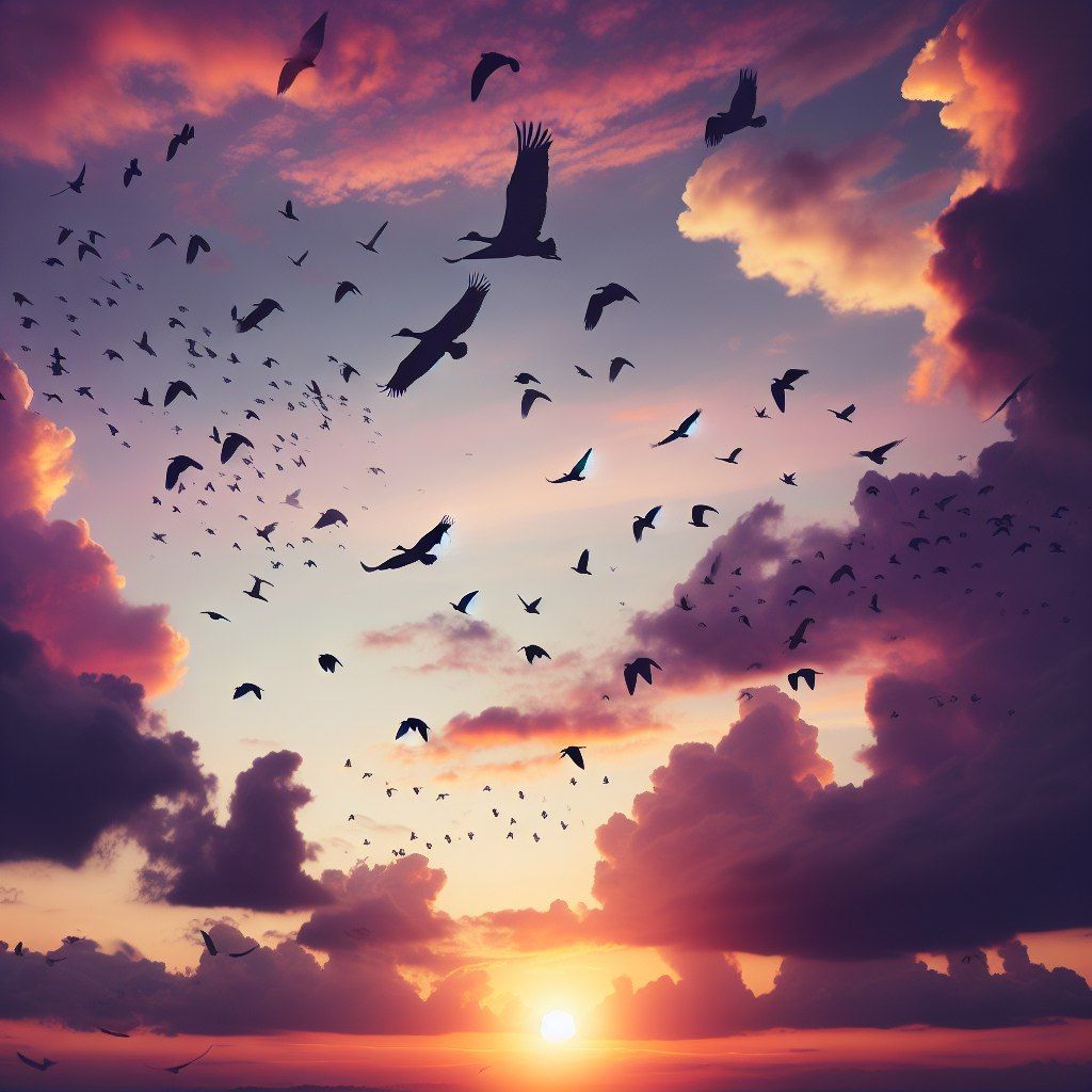 Sunset flock