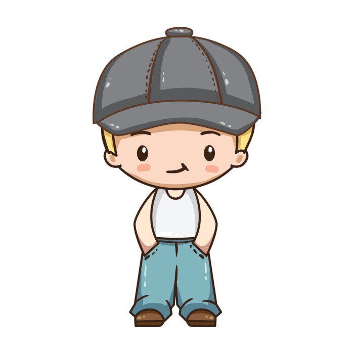 vector-illustration-of-cute-chibi-character-cartoon-boy-in-blue-jeans-white-t-shirt-and-hat-700-180655891