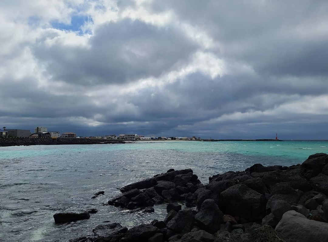 the blue sea of Jeju Island