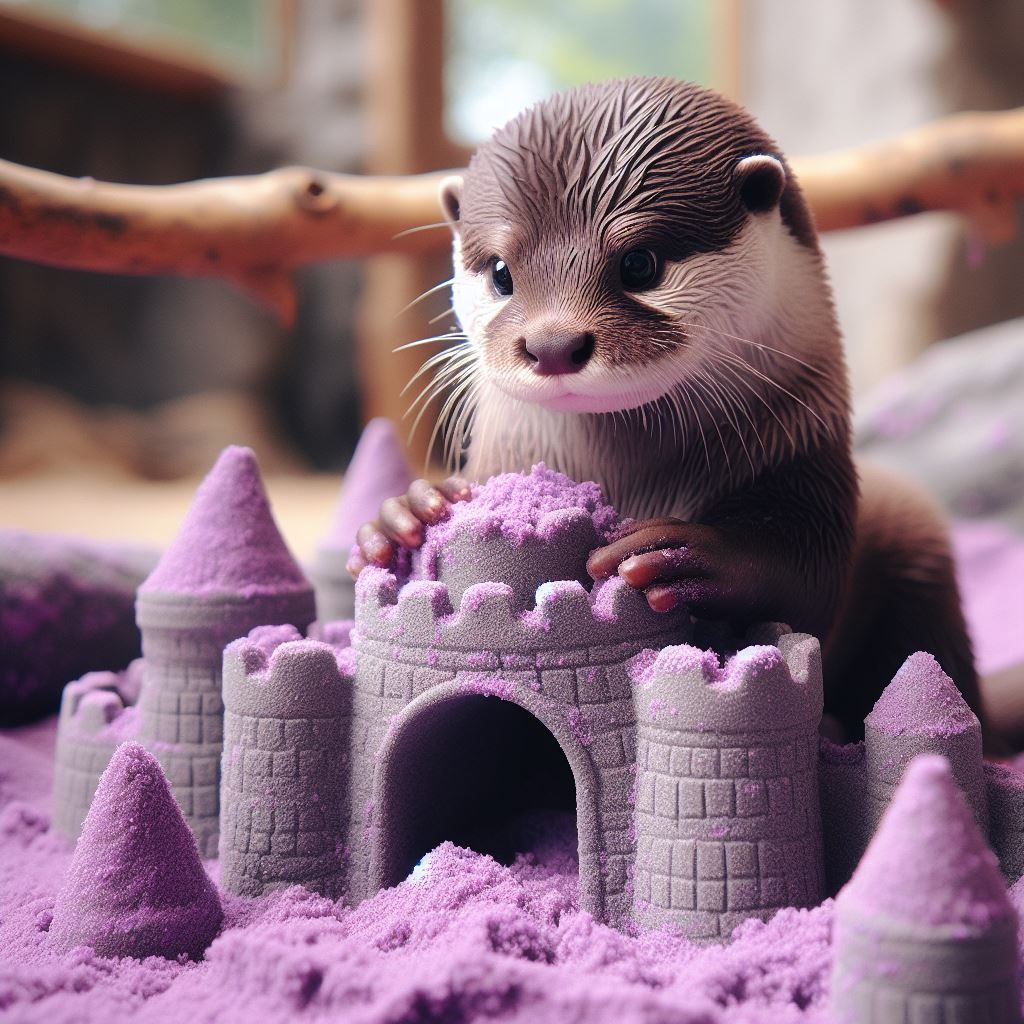 Otters build purple sand castles